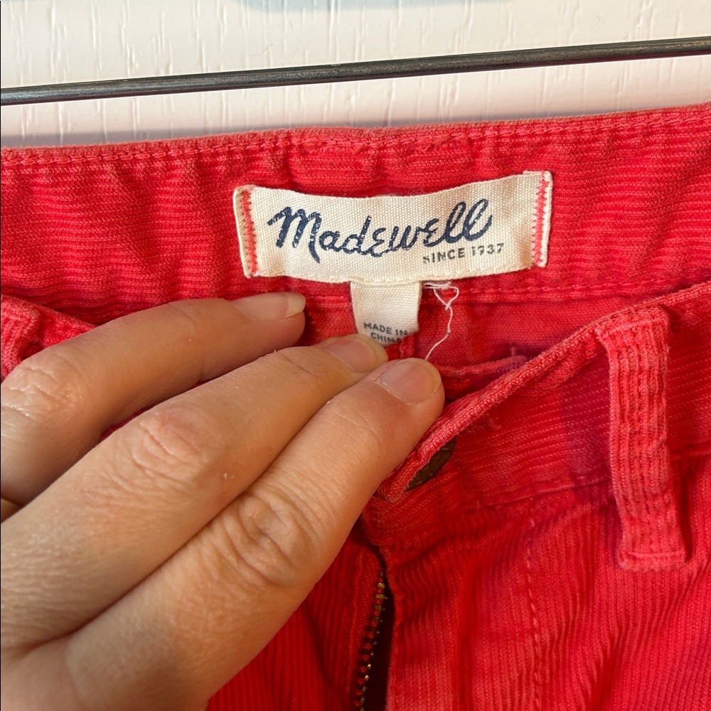 Madewell Cherry Red Corduroy Trousers Preppy Fall Tailgate Academia Mobwife - Picture 2 of 5